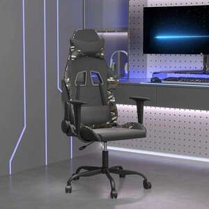 Imagine vidaXL Scaun de gaming de masaj, negru și camuflaj, piele ecologică