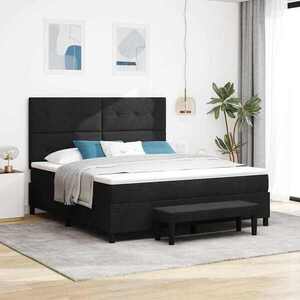 Imagine vidaXL Pat cu arcuri cu headboard Negru 180 x 200 cm țesătură