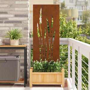Imagine vidaXL Ecran de intimitate pentru grădină Floral Ruginit 50 x 140 cm