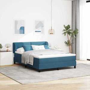 Imagine vidaXL Pat cu arcuri cu headboard Albastru închis 140 x 200 cm Catifea