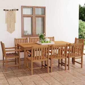 Imagine vidaXL Set de mobilier de grădină cu 9 piese, 200x100 cm, lemn masiv de tec