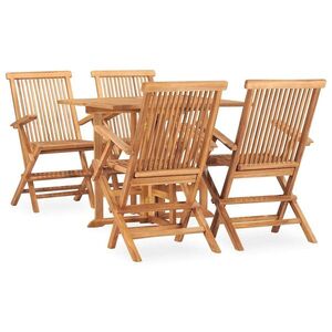 Imagine vidaXL Set mobilier de exterior pliabil, 5 piese, lemn masiv de tec