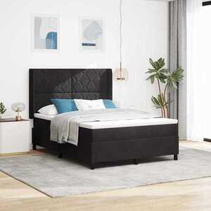 Imagine vidaXL Pat cu arcuri cu benzi LED Negru 140 x 200 cm Catifea
