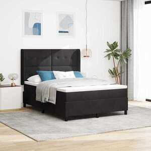 Imagine vidaXL Pat cu arcuri cu benzi LED Negru 140 x 200 cm Catifea