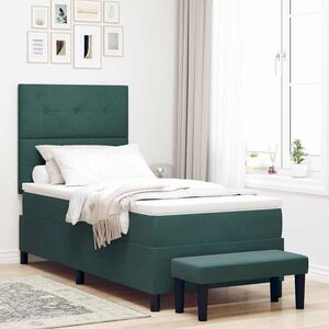 Imagine vidaXL Pat cu arcuri cu pernă Verde închis 200 x 80 cm Catifea