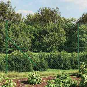 Imagine vidaXL Gard plasă de sârmă cu țăruși de fixare, verde, 2, 2x25 m