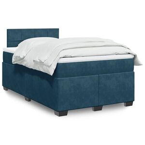 Imagine vidaXL Pat box spring cu saltea, albastru închis, 120x200 cm, catifea