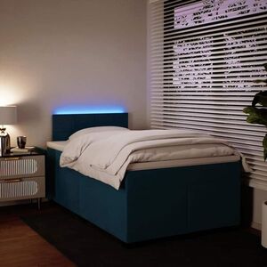 Imagine vidaXL Pat box spring cu saltea, albastru, 120x200 cm, catifea