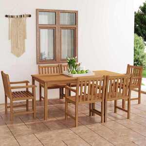 Imagine vidaXL Set de mobilier de grădină cu 7 piese, 180x90 cm, lemn masiv de tec