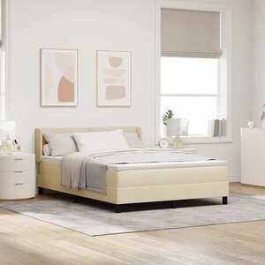 Imagine vidaXL Pat cu arcuri cu headboard Manual Crem 190 x 140 cm țesătură