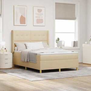 Imagine vidaXL Pat cu arcuri cu headboard Crem 140 x 190 cm țesătură