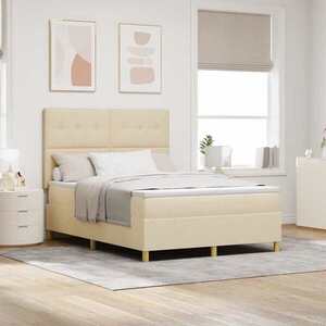 Imagine vidaXL Pat cu arcuri cu headboard Crem 140 x 190 cm țesătură
