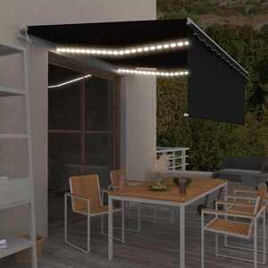 Imagine vidaXL Copertină automată cu stor&senzor vânt&LED, antracit, 4x3 m