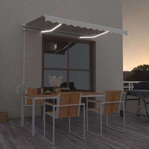 Imagine vidaXL Copertină automată cu senzor vânt & LED, crem, 350x250 cm