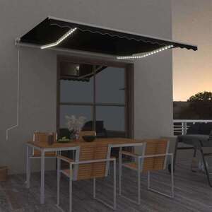 Imagine vidaXL Copertină automată cu senzor vânt & LED, antracit, 450x300 cm