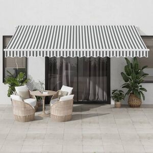 Imagine vidaXL Copertină retractabilă manual cu LED, antracit/alb, 450x350 cm