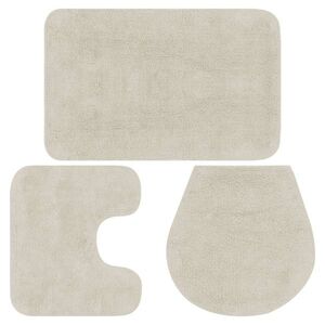 Imagine vidaXL Set covorașe baie, 3 piese, alb, textil