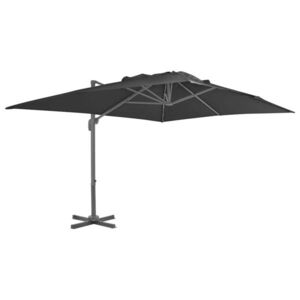 Imagine vidaXL Umbrelă de grădină cu consolă și stâlp din aluminiu, antracit, 400x300 cm
