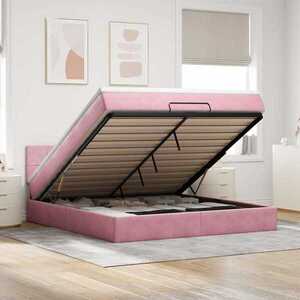Imagine vidaXL Cadru de pat otoman cu saltea roz 180x200cm catifea