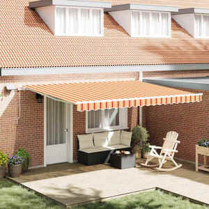 Imagine vidaXL Copertină retractabilă Galben și portocalie 450 × 350 cm