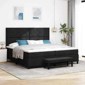 Imagine vidaXL Pat cu arcuri cu headboard Negru 200 x 200 cm țesătură