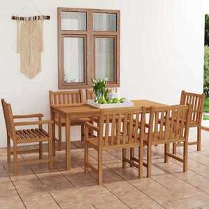 Imagine vidaXL Set de mobilier de grădină cu 7 piese, 160x80 cm, lemn masiv de tec
