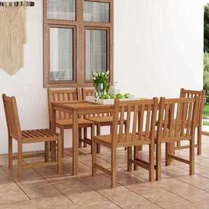 Imagine vidaXL Set de mobilier de grădină cu 7 piese, 140x80 cm, lemn masiv de tec