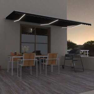 Imagine vidaXL Copertină retractabilă manual cu LED, antracit, 600x300 cm