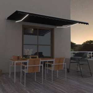 Imagine vidaXL Copertină retractabilă manual cu LED, antracit, 500x300 cm