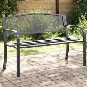 Imagine vidaXL Bancă de grădină, negru, 119 cm, oțel