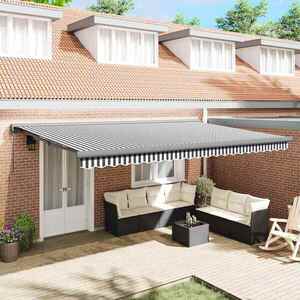 Imagine vidaXL Copertină retractabilă antracit/alb, 5x3 m, textil/aluminiu