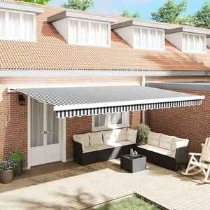 Imagine vidaXL Copertină retractabilă antracit/alb, 5x3 m, textil/aluminiu