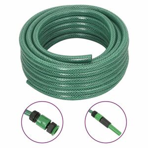 Imagine vidaXL Furtun de grădină cu set de racorduri, verde, 0, 5", 30 m, PVC