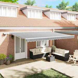 Imagine vidaXL Copertină retractabilă manual cu LED, antracit/alb, 500x300 cm