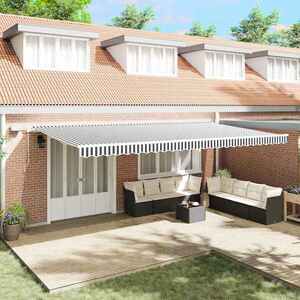 Imagine vidaXL Copertină retractabilă manual cu LED, antracit/alb, 600x300 cm