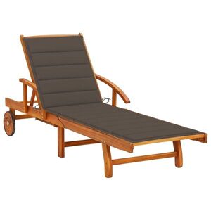 Imagine vidaXL Șezlong de grădină cu pernă, lemn masiv de acacia