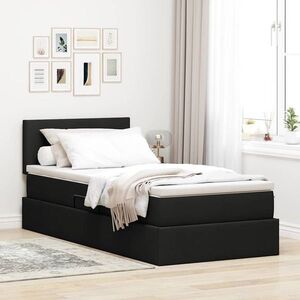 Imagine vidaXL Pat cu saltea și spațiu de depozitare Negru 90 x 190 cm Catifea