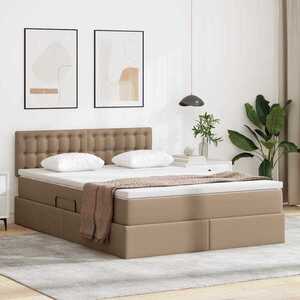 Imagine vidaXL Pat cu saltea și LED Cappuccino 140 x 190 cm Piele artificială