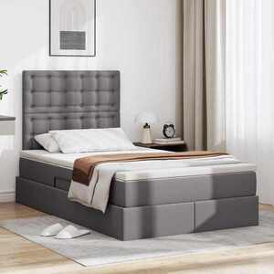 Imagine vidaXL Pat cu saltea și LED Gri 120 x 200 cm Piele artificială