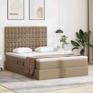 Imagine vidaXL Pat cu saltea și LED Cappuccino 140 x 190 cm Piele artificială