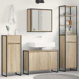 Imagine vidaXL Set de mobilier pentru baie 4 buc. Stejar Sonoma Lemn prelucrat