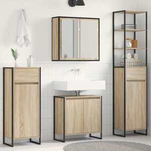 Imagine vidaXL Set de mobilier pentru baie 4 buc. Stejar Sonoma Lemn prelucrat
