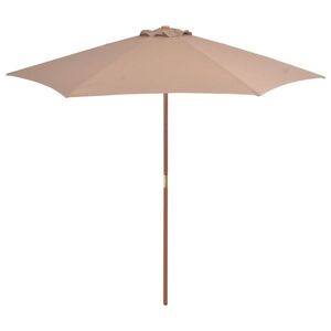 Imagine vidaXL Umbrelă de soare de exterior cu stâlp din lemn, taupe, 270 cm