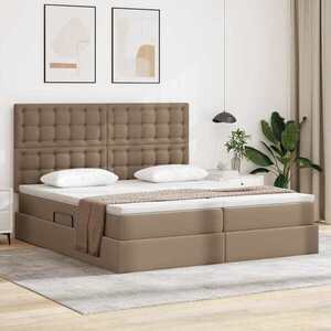 Imagine vidaXL Pat cu saltea și LED Cappuccino 180 x 200 cm Piele artificială