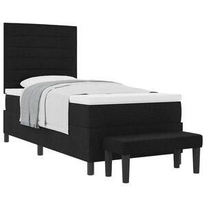 Imagine vidaXL Pat cu arcuri cu headboard Negru 90 x 190 cm țesătură