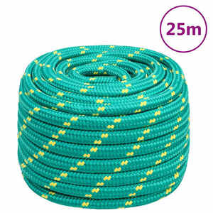 Imagine vidaXL Frânghie de barcă, verde, 20 mm, 25 m, polipropilenă
