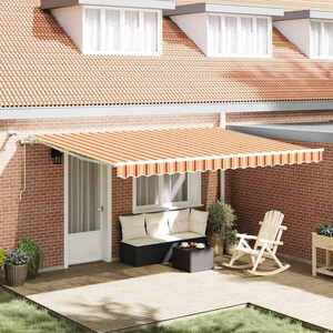 Imagine vidaXL Copertină retractabilă Galben și portocalie 450 × 350 cm