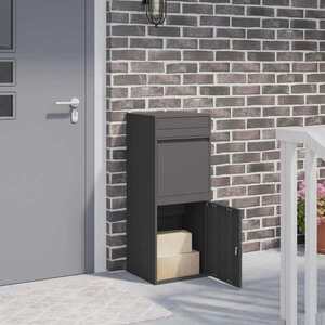 Imagine vidaXL Cutie pentru colet cu depozitare Negru 41 x 38 x 103 cm Oțel