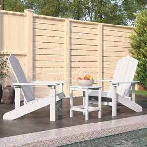 Imagine vidaXL Scaune de grădină Adirondack cu masă, alb, HDPE