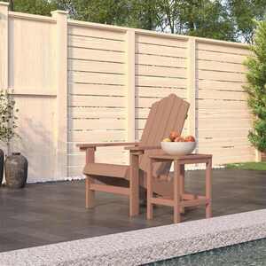 Imagine vidaXL Scaun de grădină Adirondack cu masă, maro, HDPE